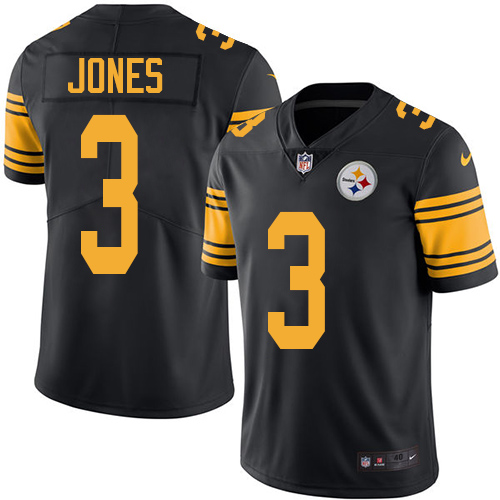 Men's Elite Landry Jones Nike Jersey Black - #3 Rush NFL Pittsburgh Steelers